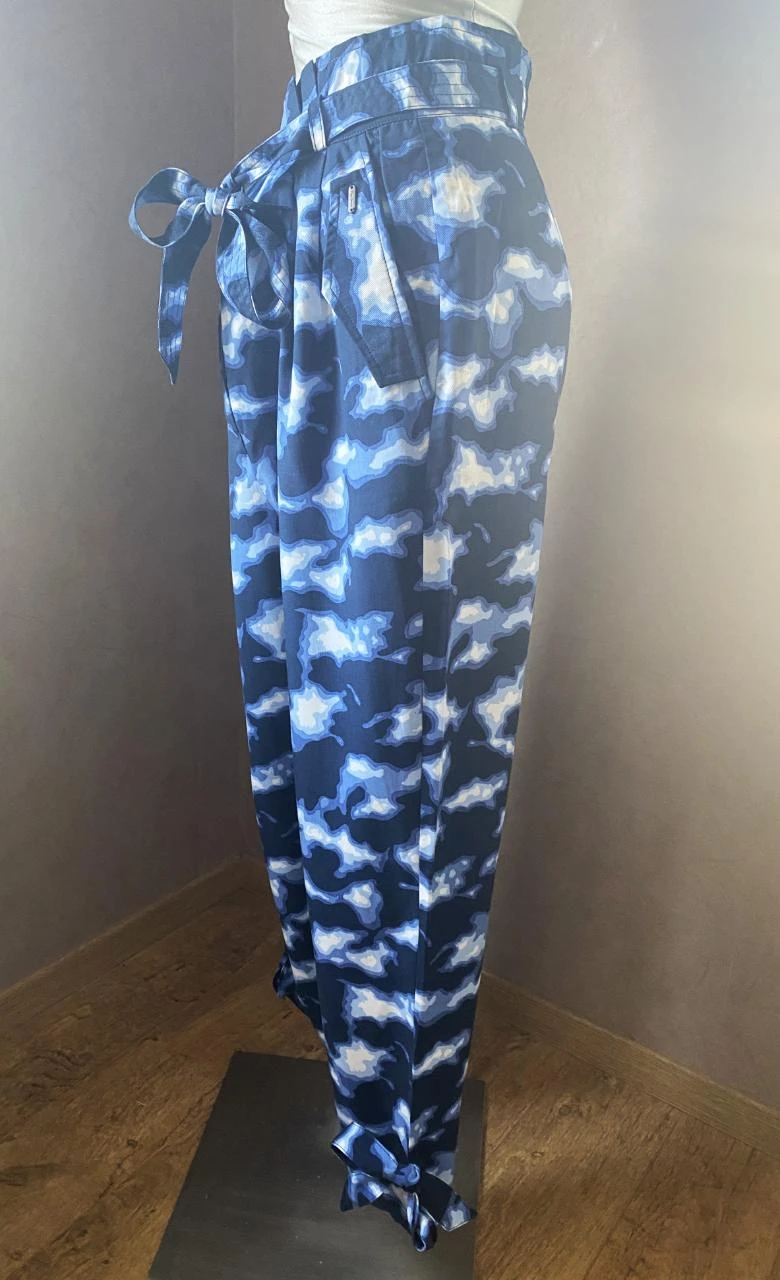 High-waisted Pépé Jeans T38 blue camouflage trousers – 100% fluid Tencel – photo 10